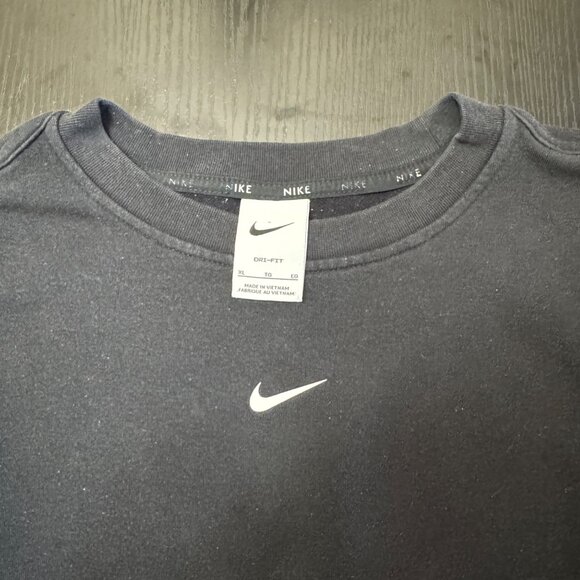 Nike Center Swoosh Sweatshirt Women's XL Black Dri-FIT One French Terry Crewneck - Picture 4 of 10